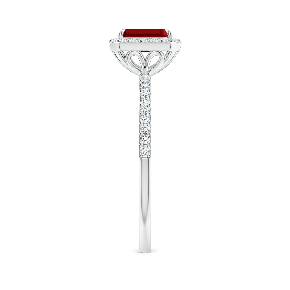 6x4mm AAAA Emerald-Cut Ruby Halo Engagement Ring in P950 Platinum side-2