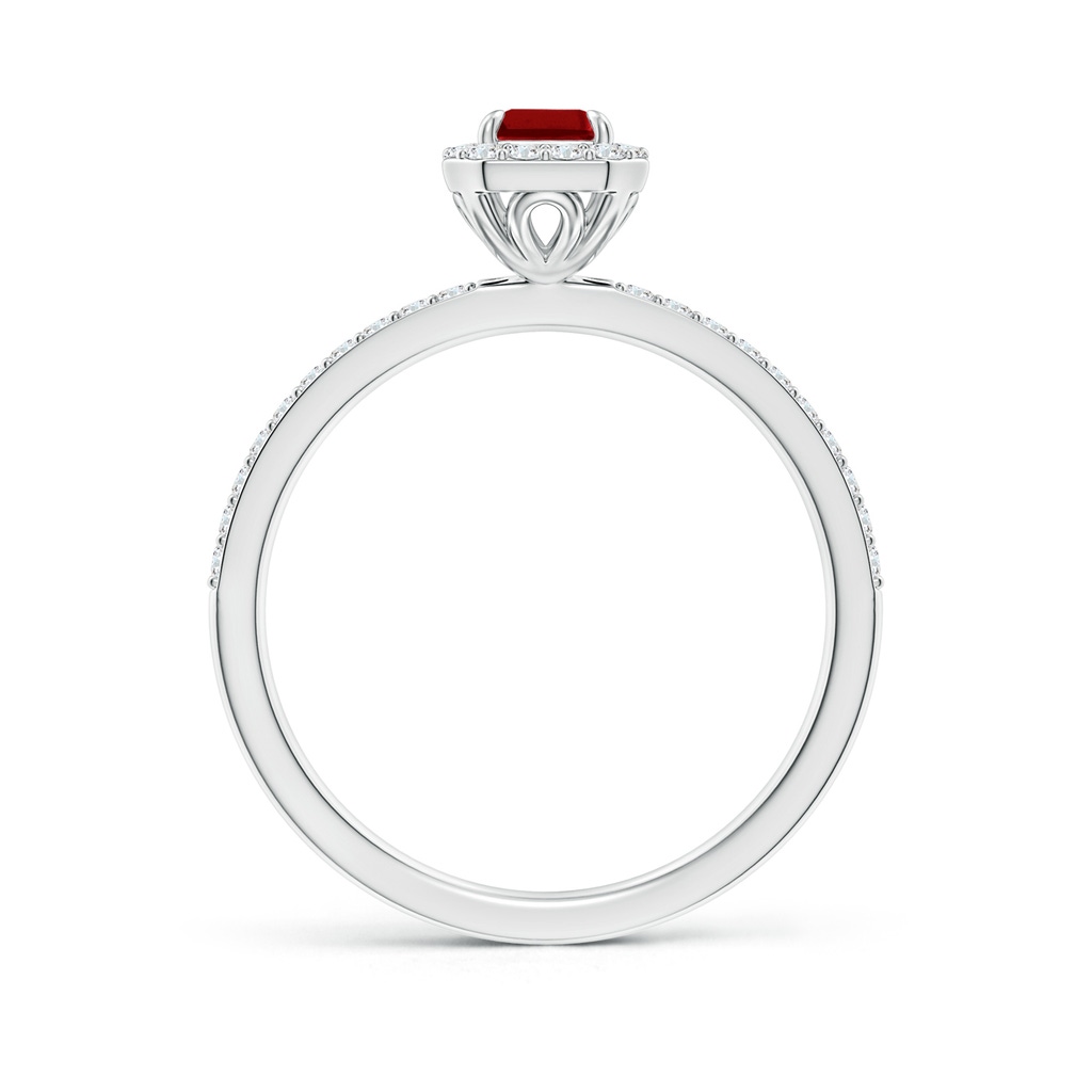 6x4mm AAAA Emerald-Cut Ruby Halo Engagement Ring in White Gold - side_1