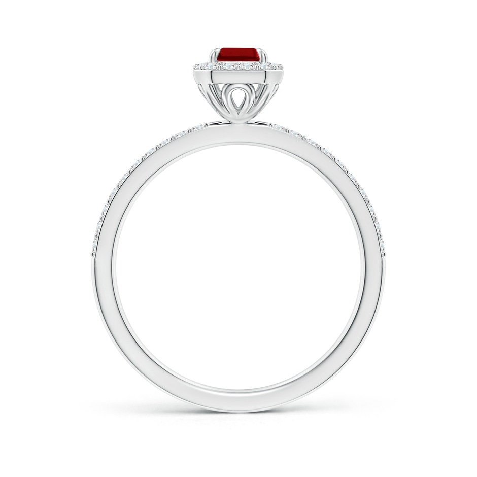 6x4mm Lab-Grown Emerald-Cut Ruby Halo Engagement Ring in White Gold side-1