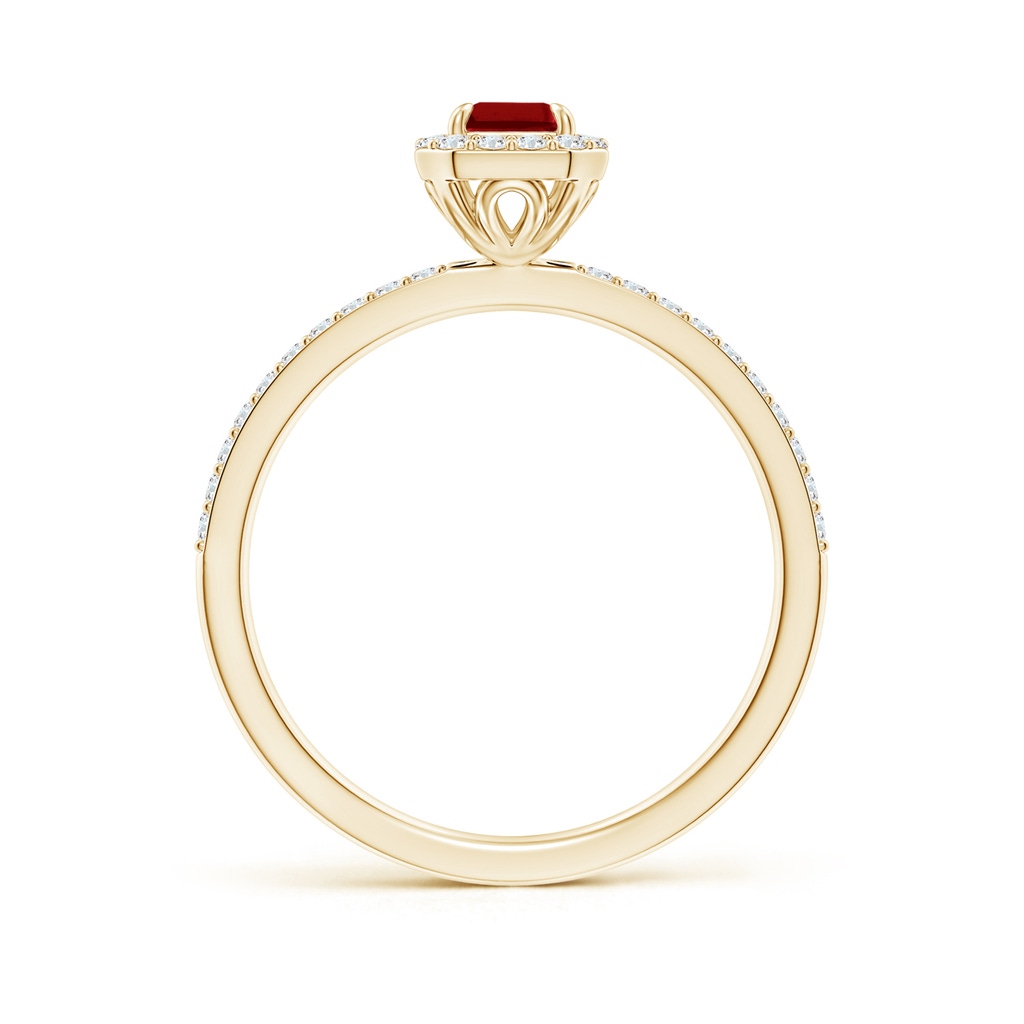 6x4mm AAAA Emerald-Cut Ruby Halo Engagement Ring in Yellow Gold - side_1