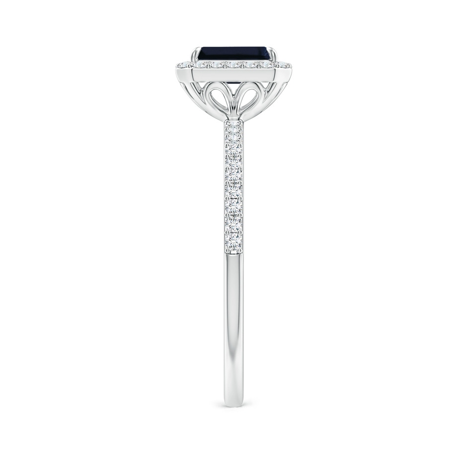 6x4mm A Emerald-Cut Sapphire Halo Engagement Ring in P950 Platinum side-2