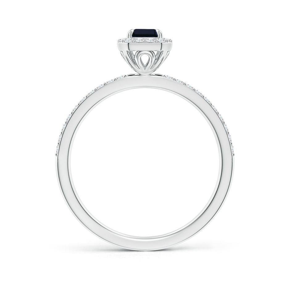 6x4mm A Emerald-Cut Sapphire Halo Engagement Ring in White Gold side-1