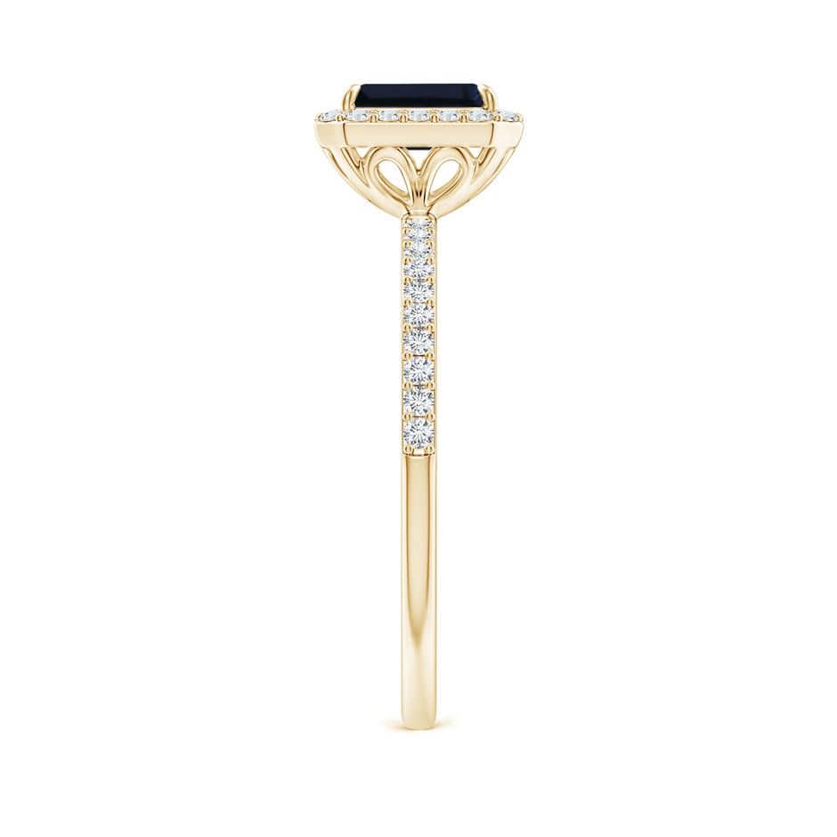 6x4mm A Emerald-Cut Sapphire Halo Engagement Ring in Yellow Gold side-2