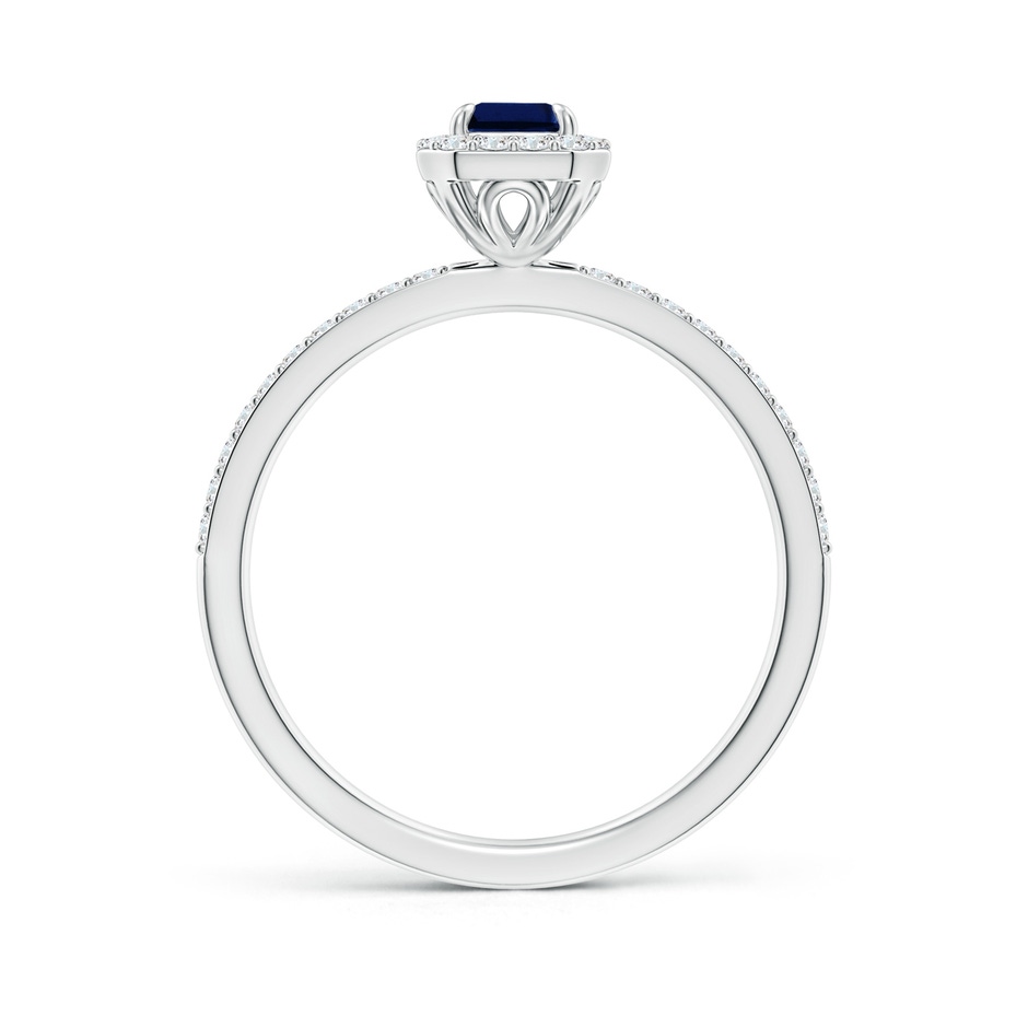 6x4mm AAA Emerald-Cut Sapphire Halo Engagement Ring in P950 Platinum side-1