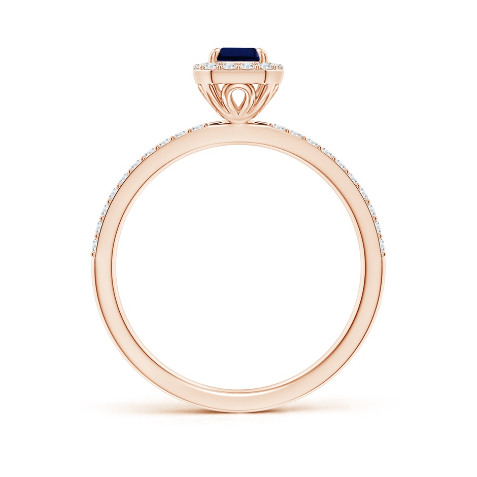6x4mm AAA Emerald-Cut Sapphire Halo Engagement Ring in Rose Gold side-1