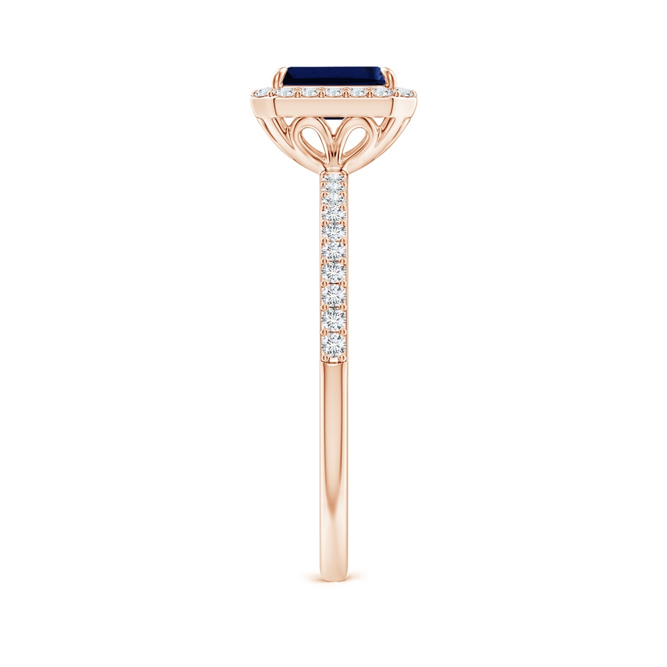6x4mm AAA Emerald-Cut Sapphire Halo Engagement Ring in Rose Gold side-2