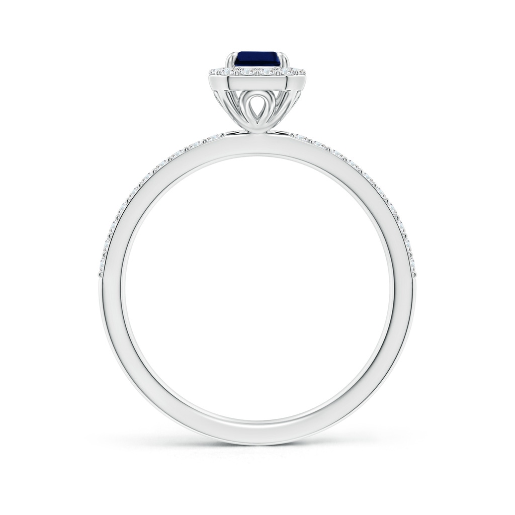 6x4mm AAA Emerald-Cut Sapphire Halo Engagement Ring in White Gold - side_1