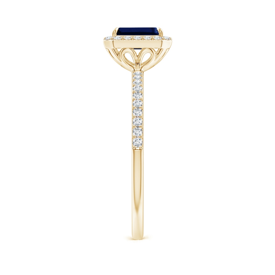 6x4mm AAA Emerald-Cut Sapphire Halo Engagement Ring in Yellow Gold side-2