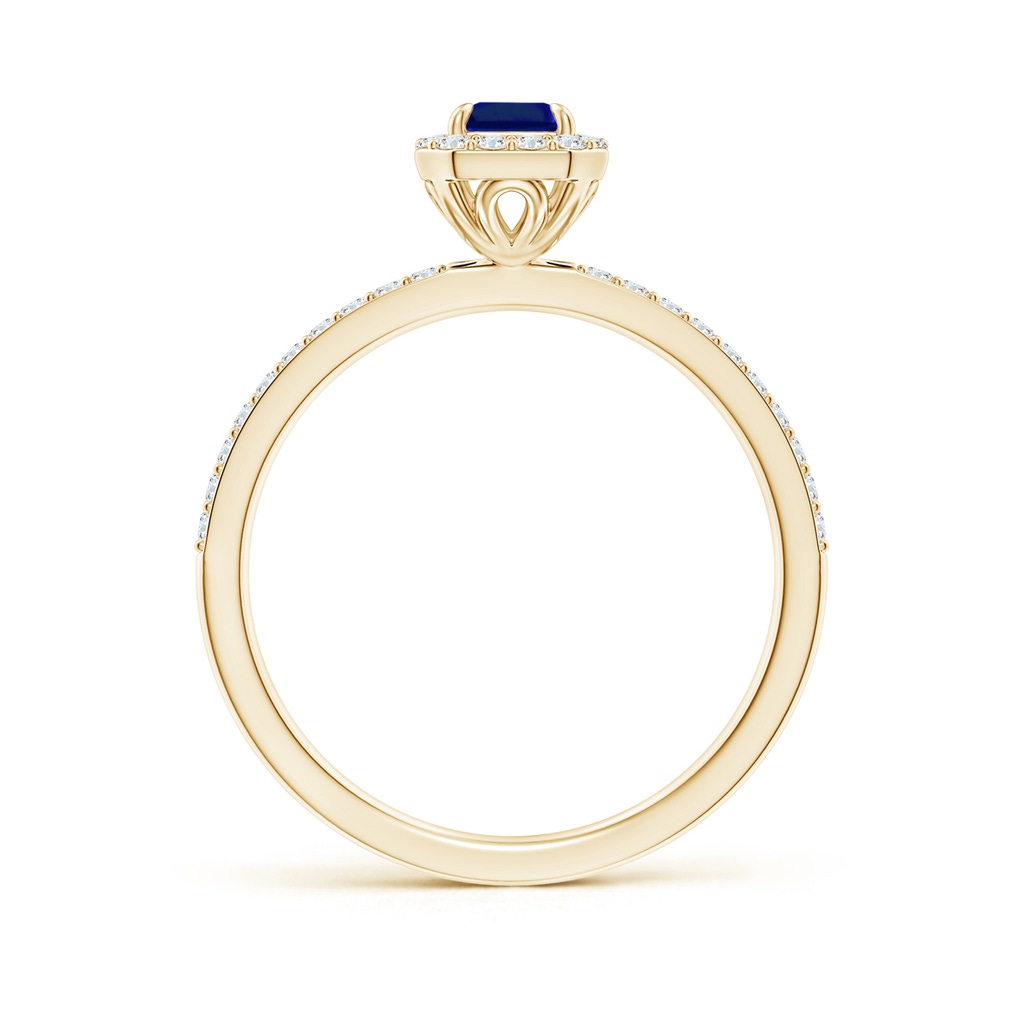 6x4mm AAAA Emerald-Cut Sapphire Halo Engagement Ring in Yellow Gold - side_1
