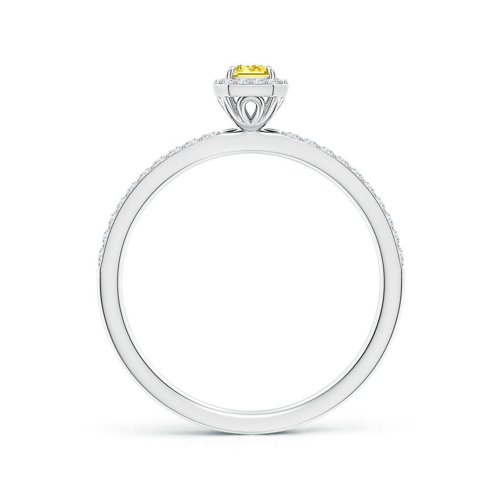 5x3mm AAAA Emerald-Cut Fancy Intense Yellow Diamond Halo Engagement Ring in White Gold - side 199
