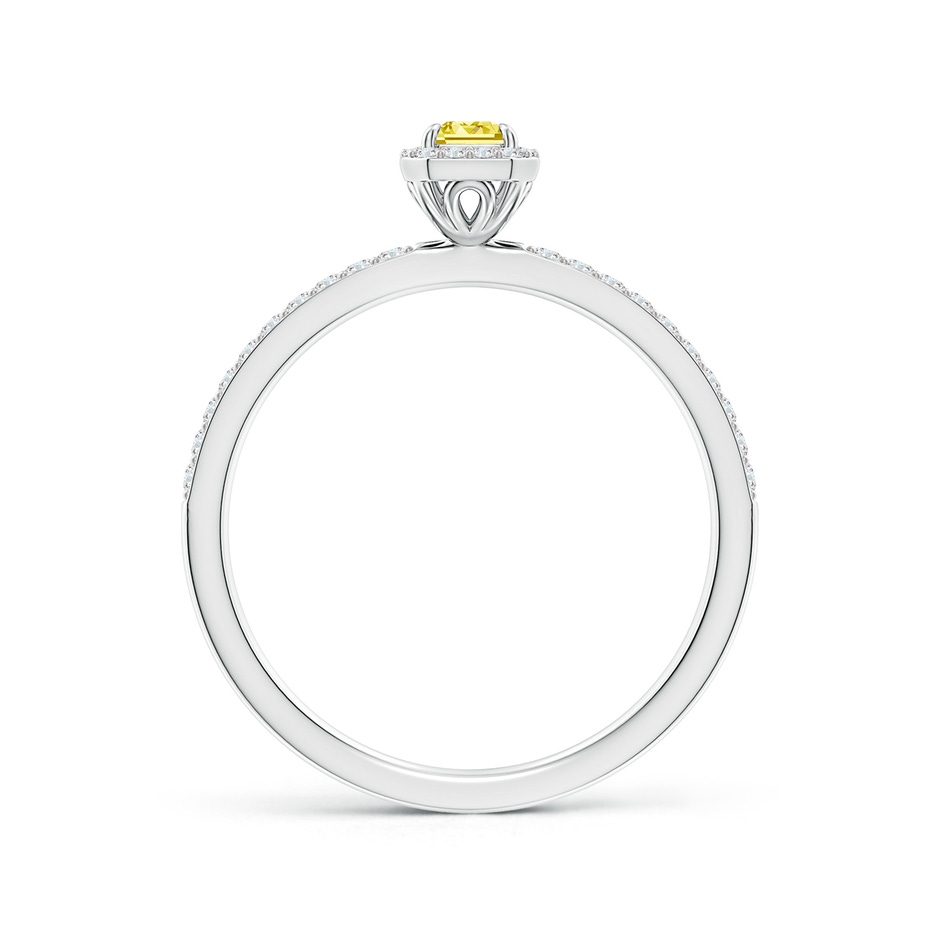 5x3mm AAAA Emerald-Cut Fancy Intense Yellow Diamond Halo Engagement Ring in White Gold side 199