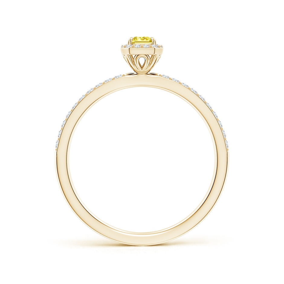 5x3mm AAAA Emerald-Cut Fancy Intense Yellow Diamond Halo Engagement Ring in Yellow Gold side 199