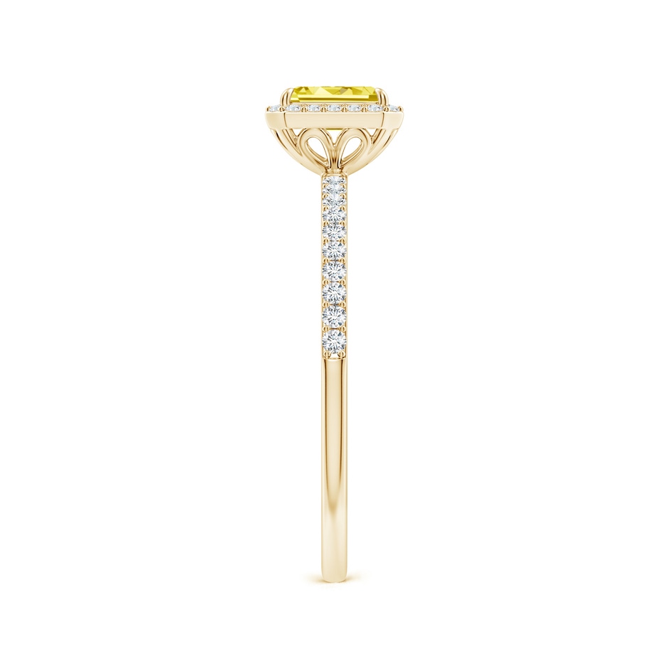 5x3mm AAAA Emerald-Cut Fancy Intense Yellow Diamond Halo Engagement Ring in Yellow Gold side 299