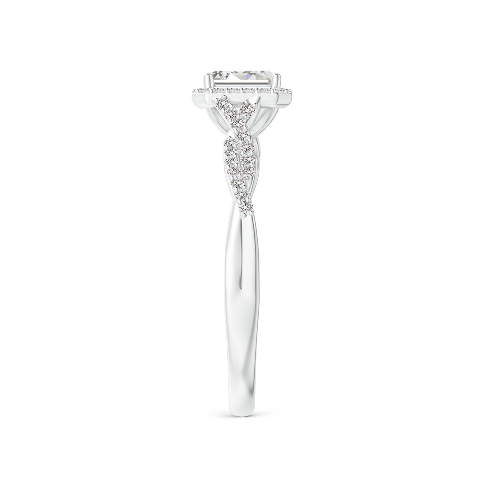 5x3mm IJI1I2 Emerald-Cut Diamond Halo Twisted Shank Ring in White Gold side-2
