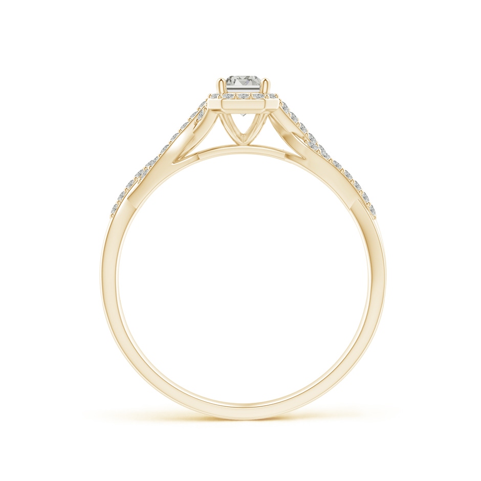 5x3mm KI3 Emerald-Cut Diamond Halo Twisted Shank Ring in Yellow Gold side-1