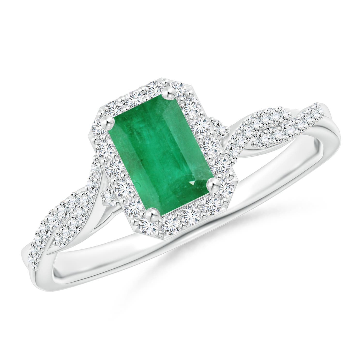 A - Emerald / 0.76 CT / 14 KT White Gold