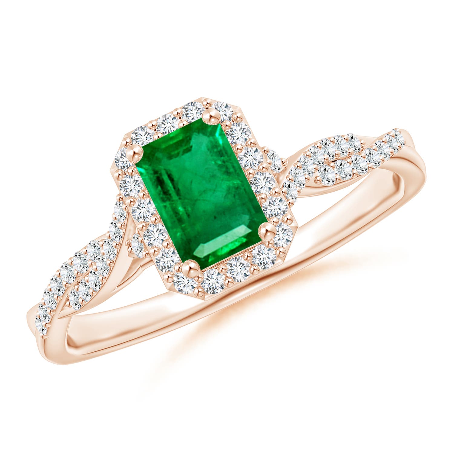 AAA - Emerald / 0.76 CT / 14 KT Rose Gold