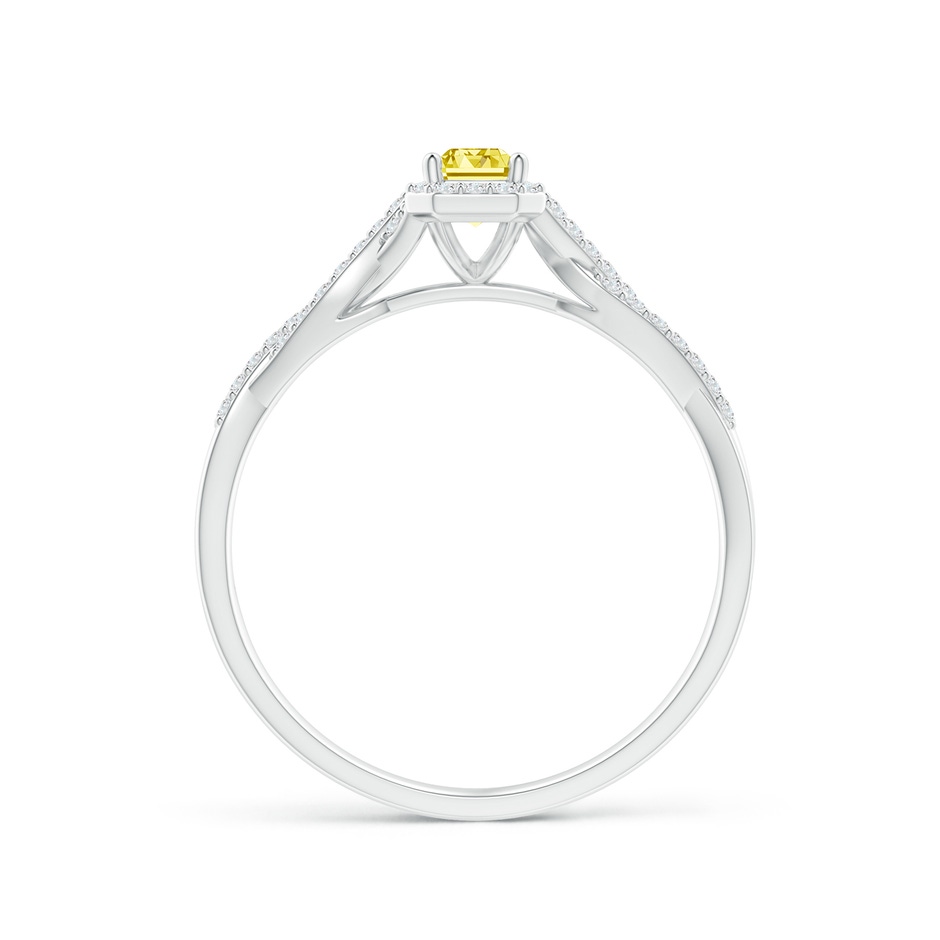 5x3mm AAAA Emerald-Cut Fancy Intense Yellow Diamond Halo Twisted Shank Ring in P950 Platinum side 199