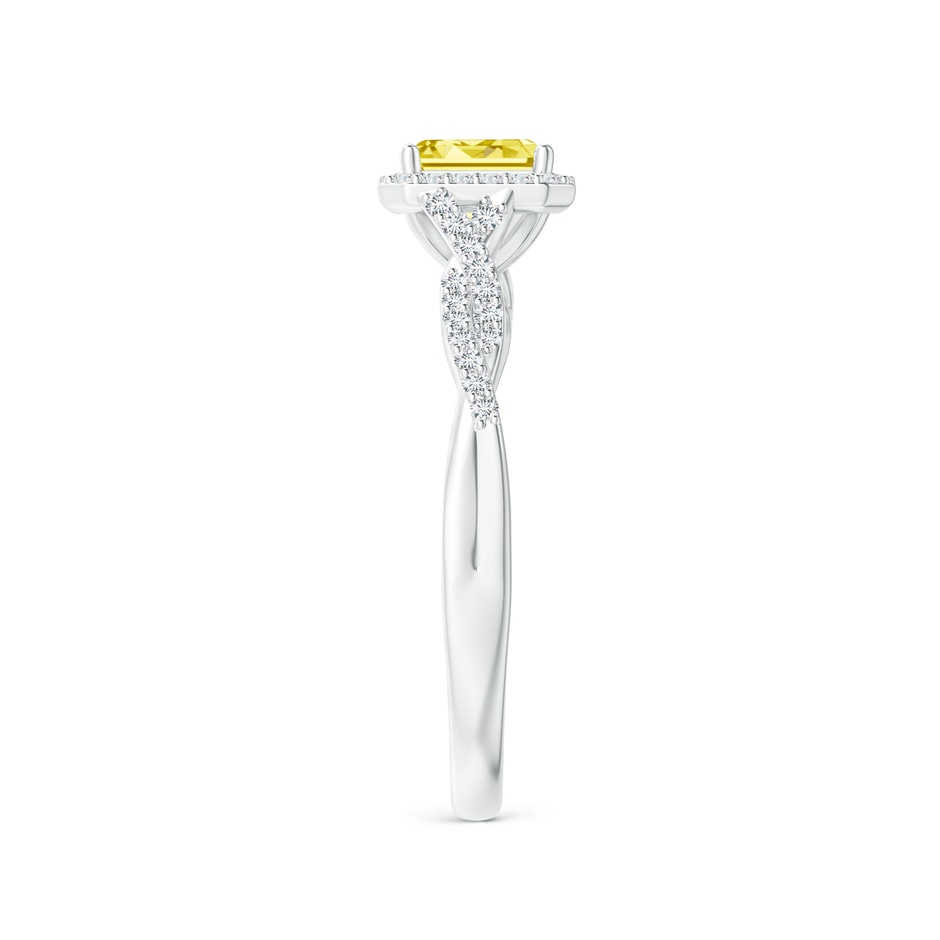 5x3mm AAAA Emerald-Cut Fancy Intense Yellow Diamond Halo Twisted Shank Ring in P950 Platinum side 299
