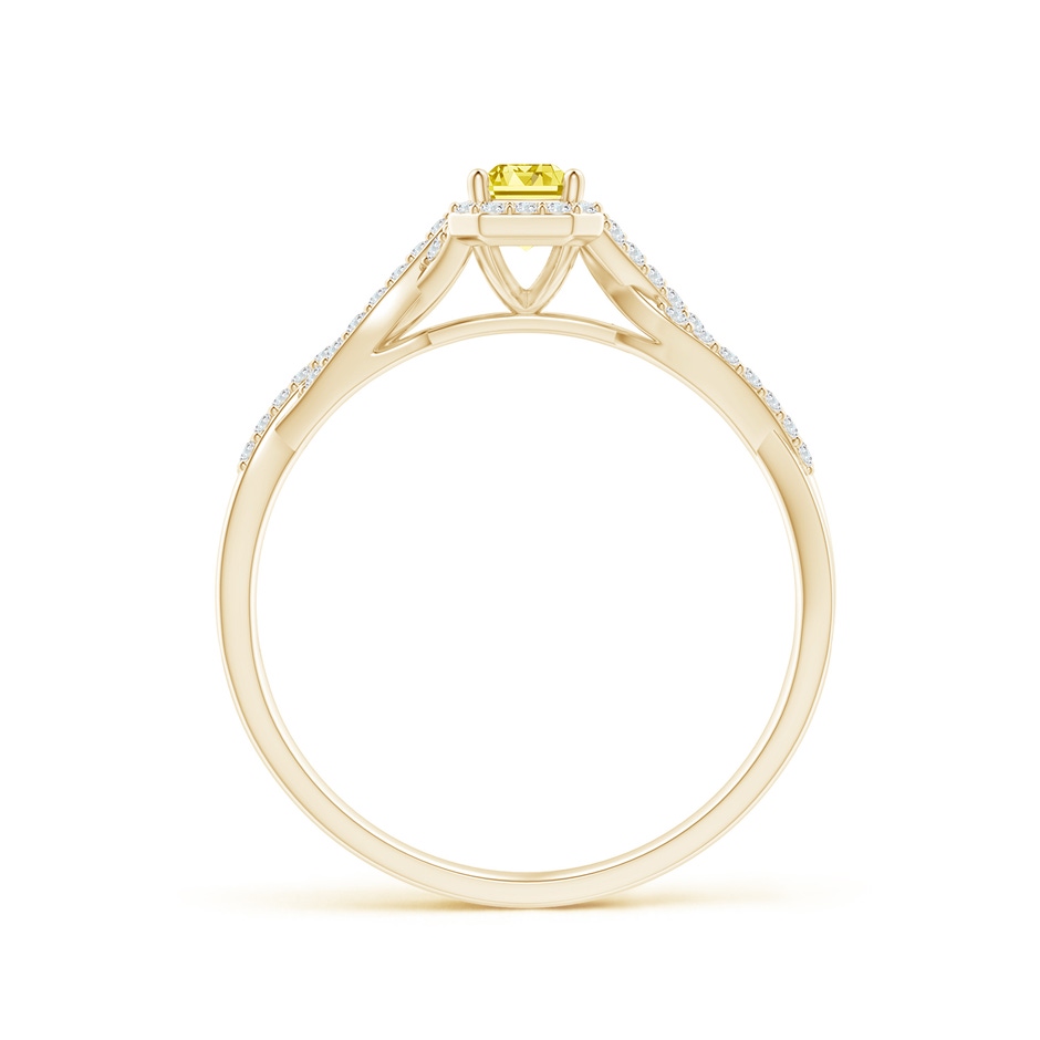 5x3mm AAAA Emerald-Cut Fancy Intense Yellow Diamond Halo Twisted Shank Ring in Yellow Gold side 199