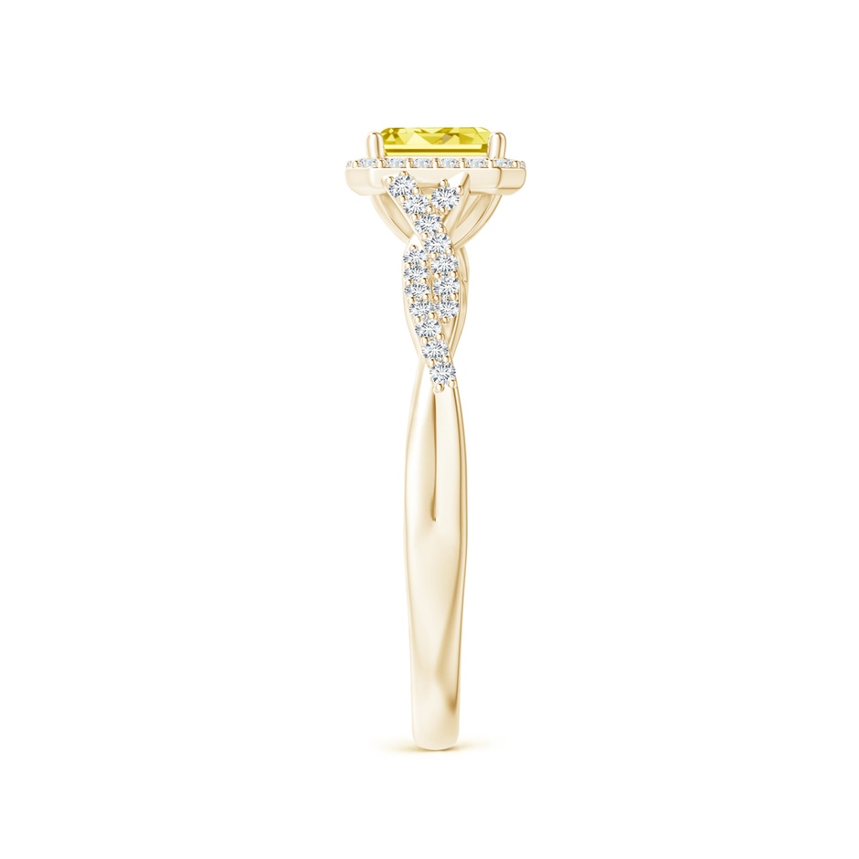 5x3mm AAAA Emerald-Cut Fancy Intense Yellow Diamond Halo Twisted Shank Ring in Yellow Gold side 299