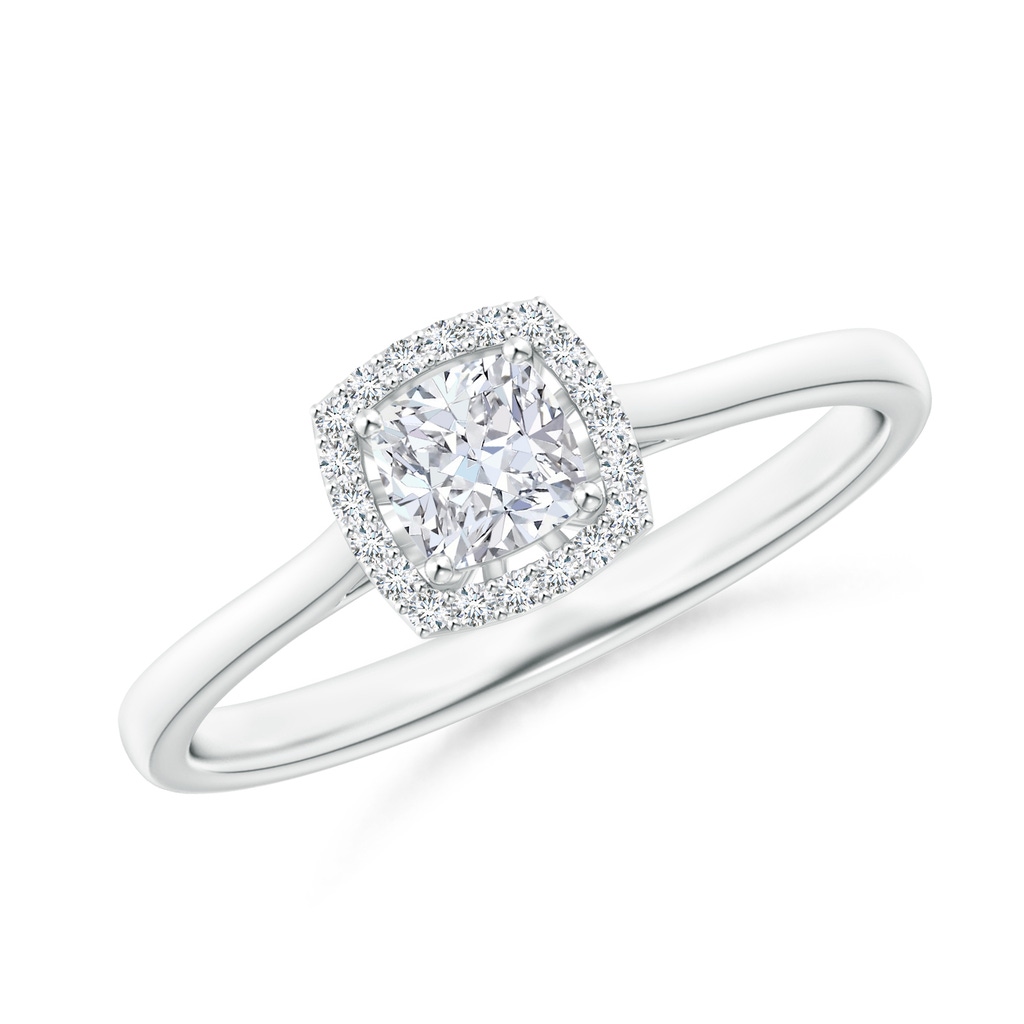 4mm GVS2 Cushion Diamond Halo Engagement Ring in White Gold