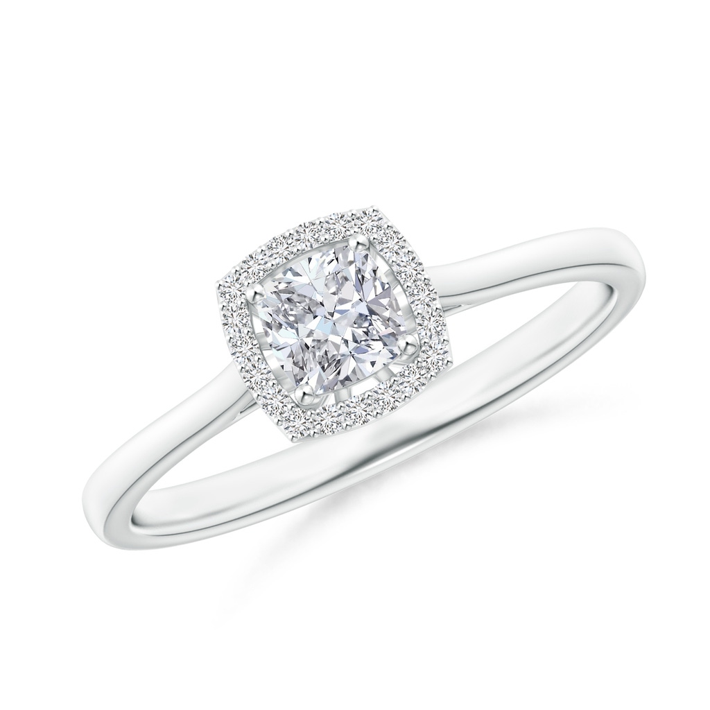4mm HSI2 Cushion Diamond Halo Engagement Ring in White Gold