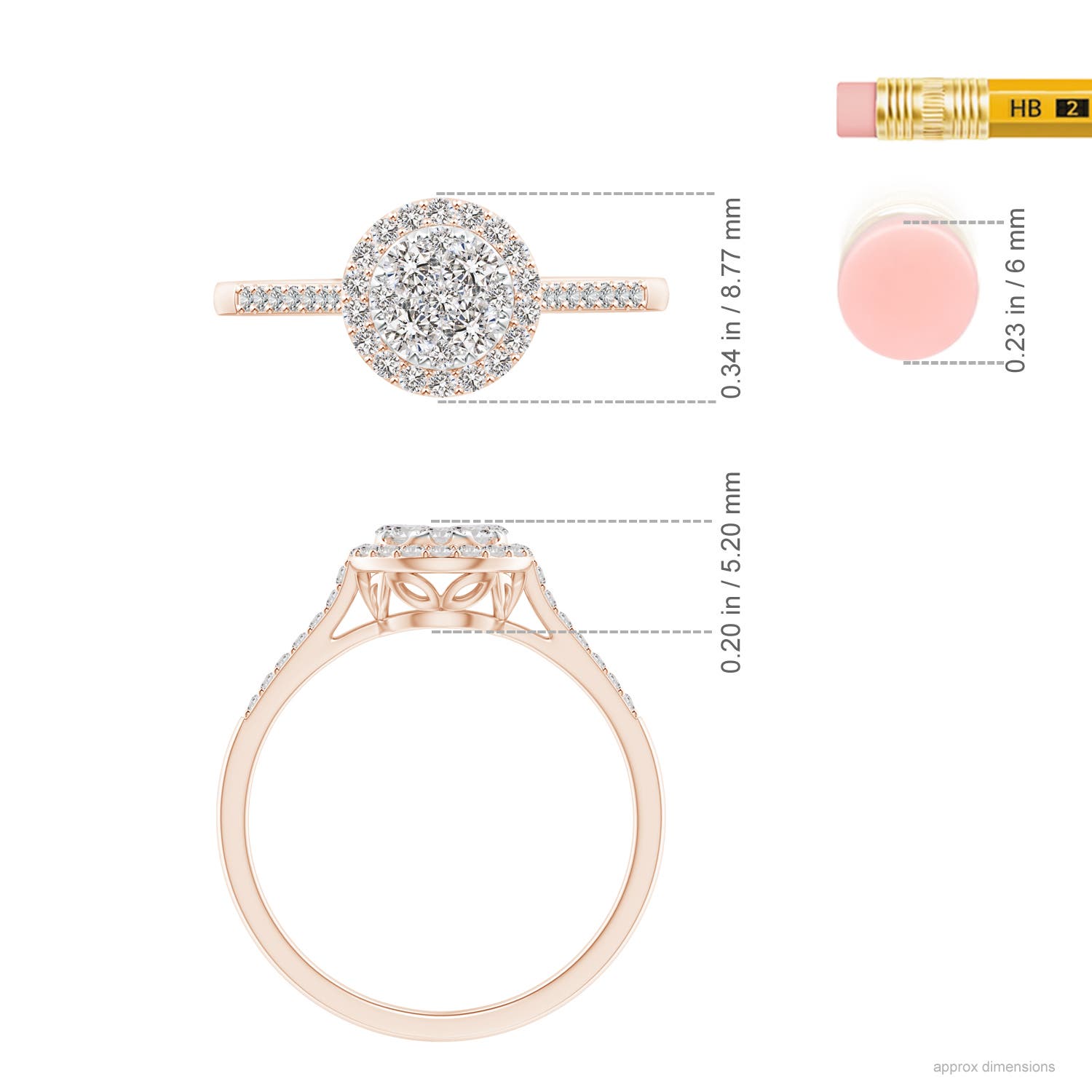 I-J, I1-I2 / 0.49 CT / 14 KT Rose Gold