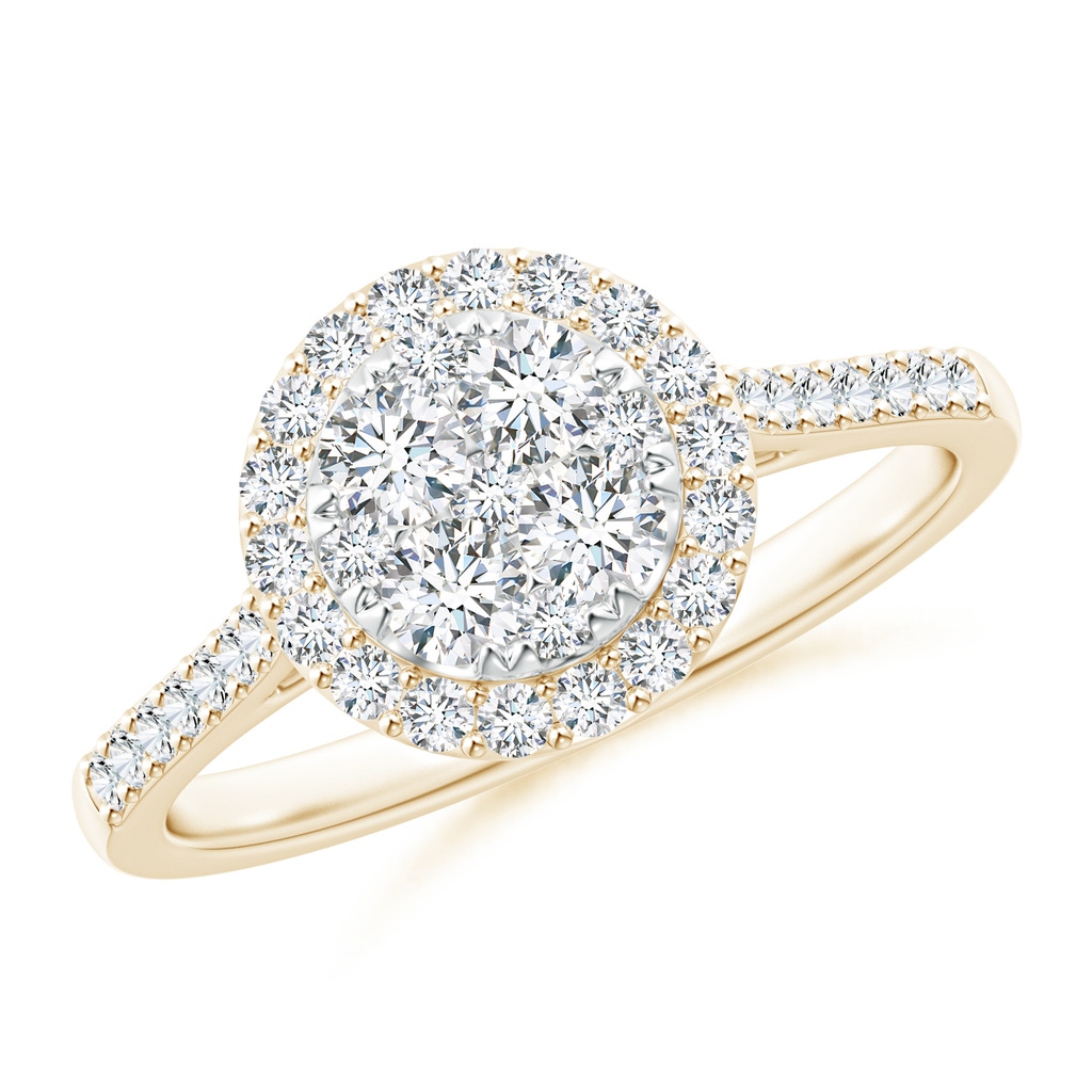 2.8mm GVS2 Composite Diamond Halo Engagement Ring in Yellow Gold