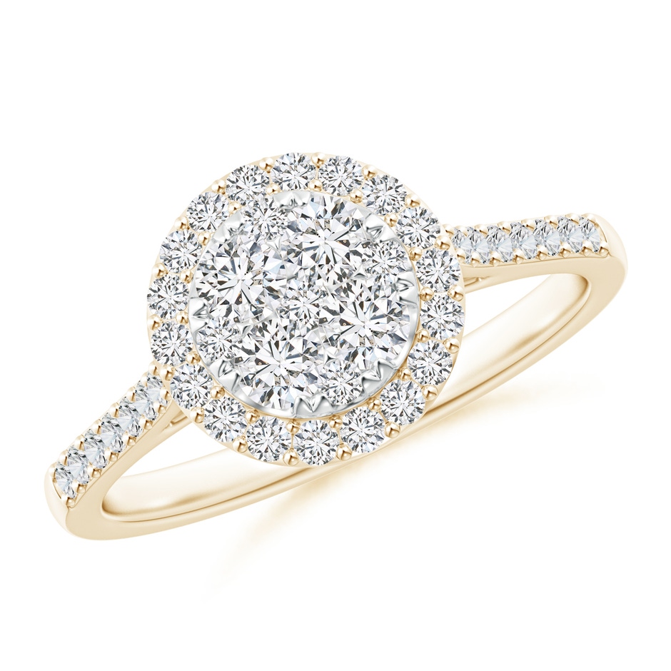 2.8mm HSI2 Composite Diamond Halo Engagement Ring in Yellow Gold 