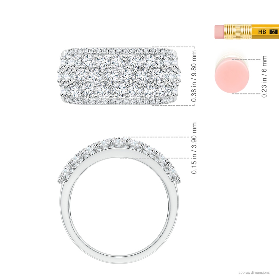 2.45mm GVS2 Five-Row Diamond Broad Anniversary Ring in P950 Platinum ruler