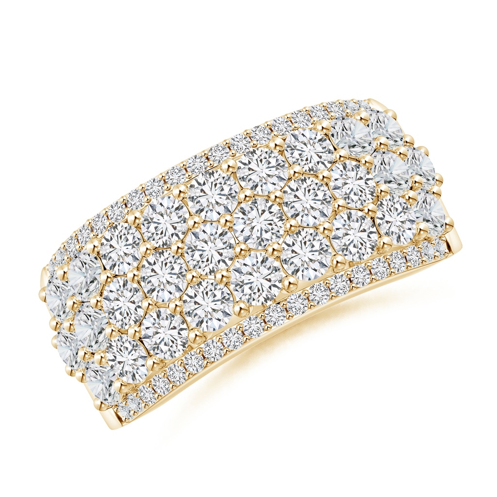 2.45mm HSI2 Five-Row Diamond Broad Anniversary Ring in Yellow Gold