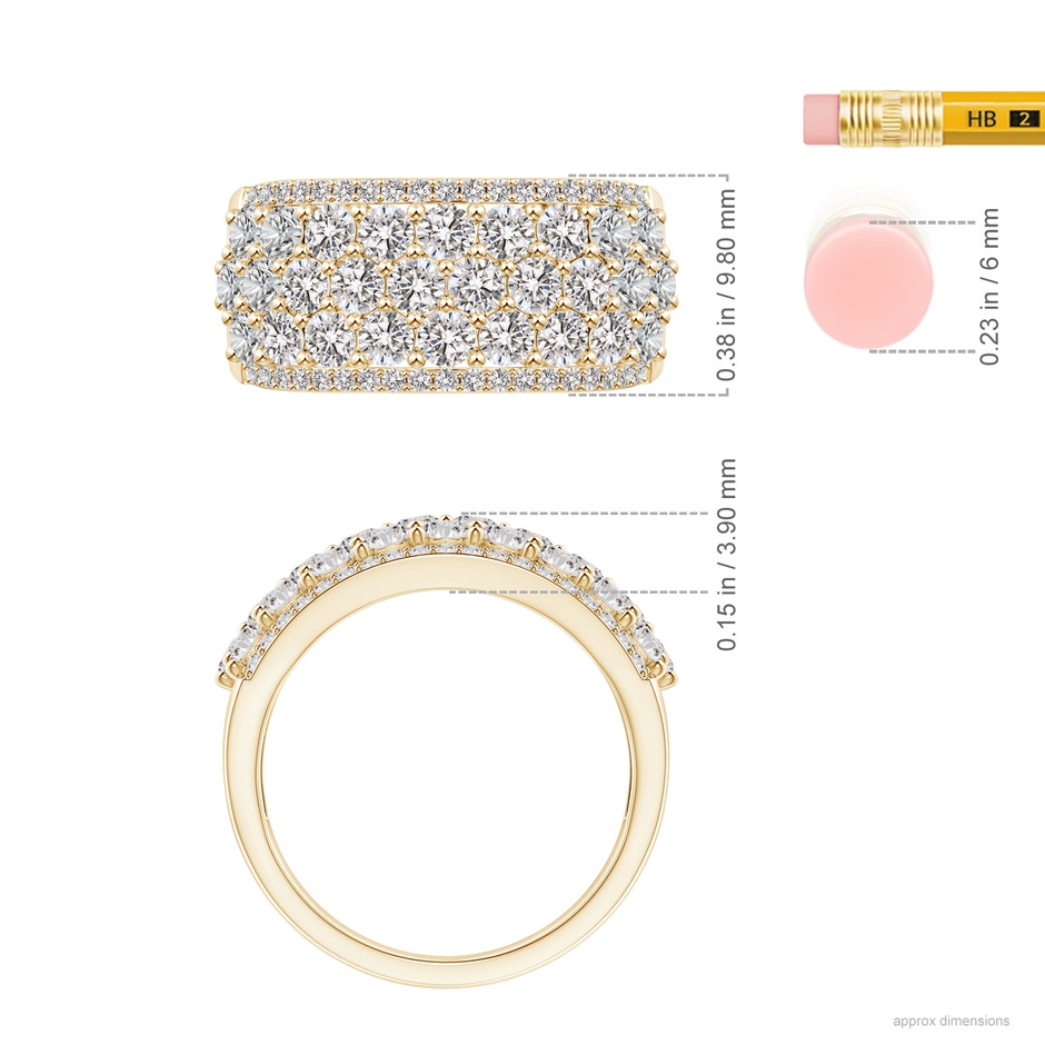 2.45mm IJI1I2 Five-Row Diamond Broad Anniversary Ring in Yellow Gold ruler