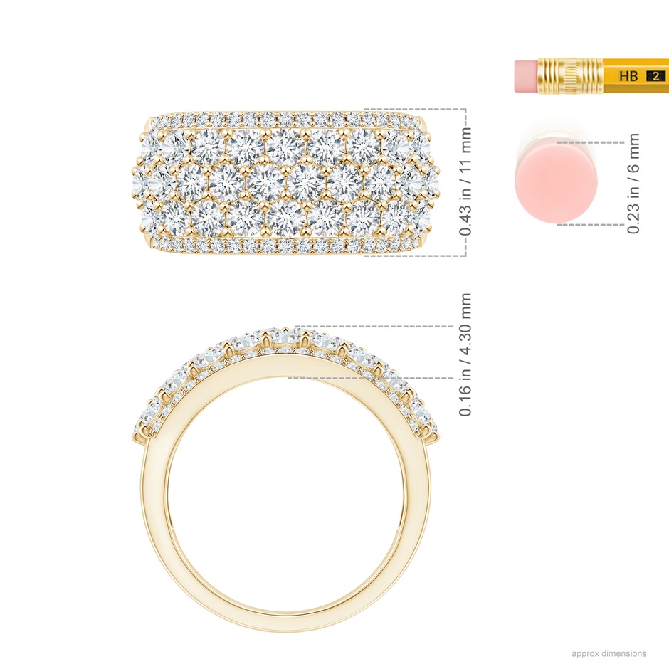 2.7mm GVS2 Five-Row Diamond Broad Anniversary Ring in Yellow Gold ruler
