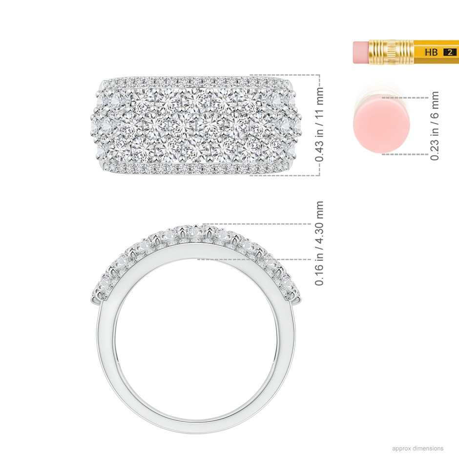 2.7mm HSI2 Five-Row Diamond Broad Anniversary Ring in P950 Platinum ruler