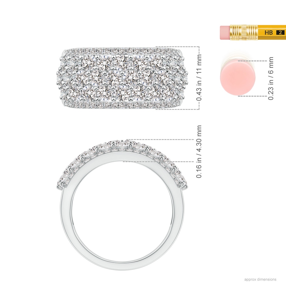 2.7mm IJI1I2 Five-Row Diamond Broad Anniversary Ring in White Gold ruler