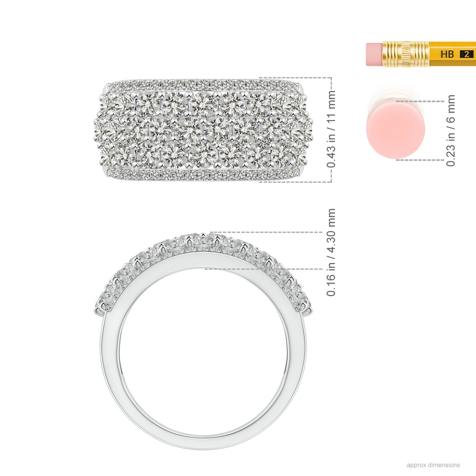 2.7mm KI3 Five-Row Diamond Broad Anniversary Ring in White Gold ruler