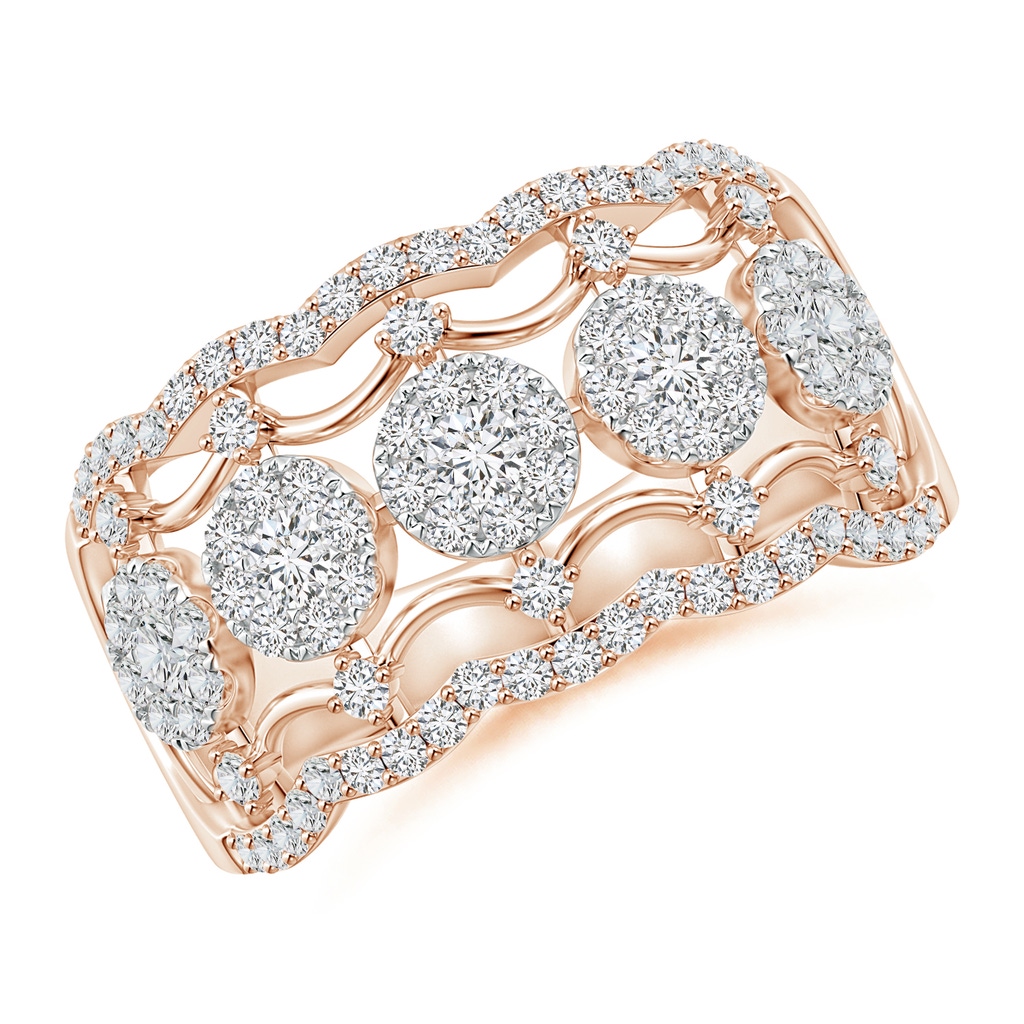 2.6mm HSI2 Composite Diamond Scalloped Broad Anniversary Ring in Rose Gold