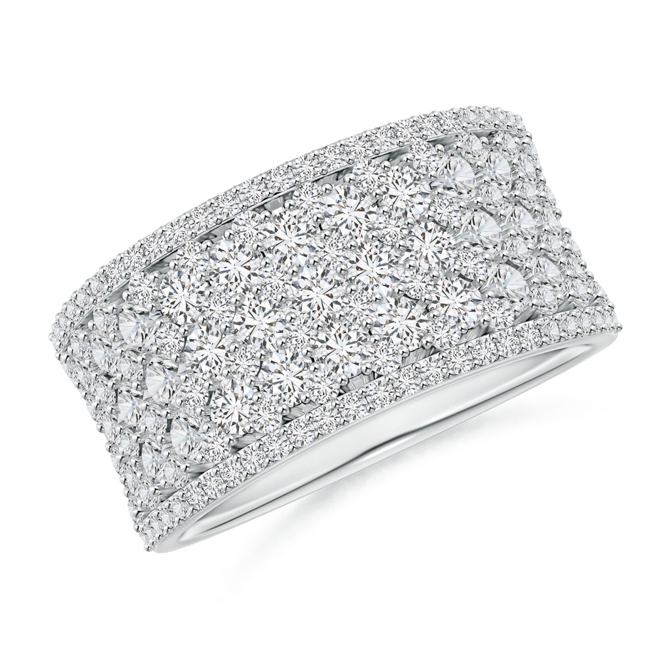 2.3mm HSI2 Multi-Row Diamond Concave Broad Anniversary Ring in White Gold 