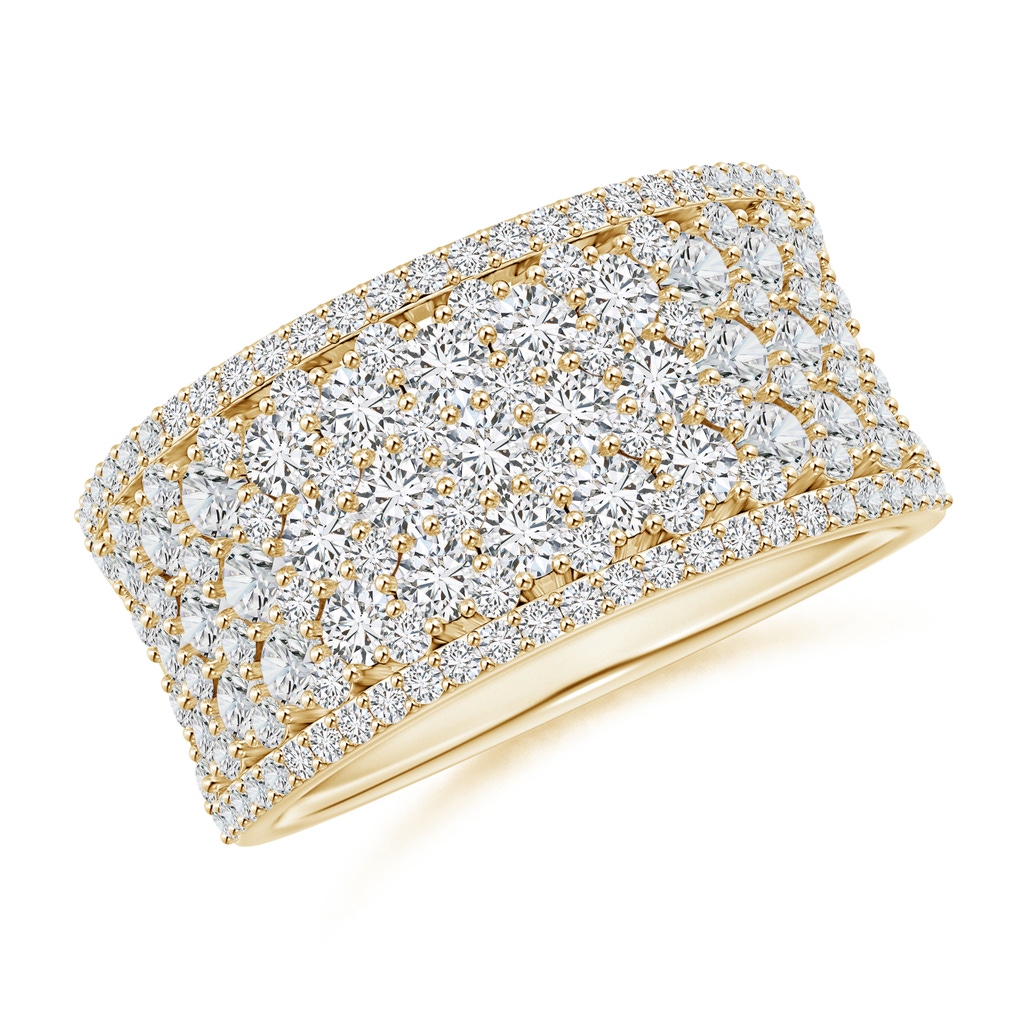 2.3mm HSI2 Multi-Row Diamond Concave Broad Anniversary Ring in Yellow Gold