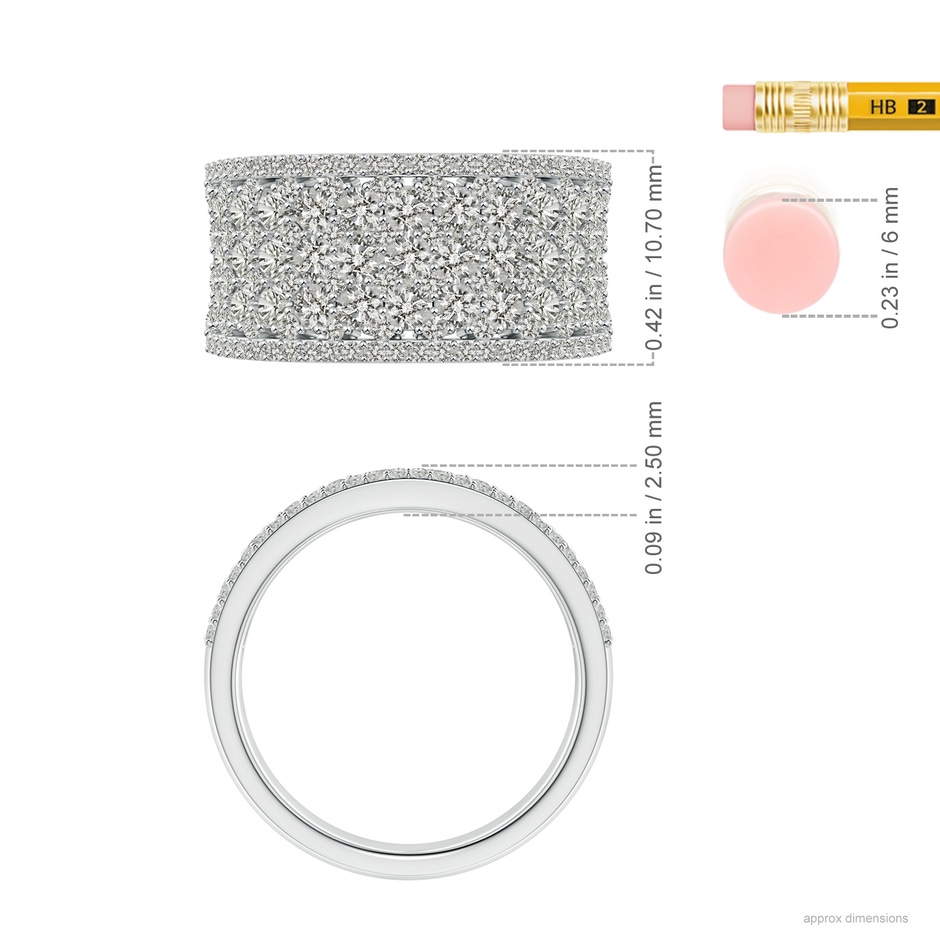 2.3mm KI3 Multi-Row Diamond Concave Broad Anniversary Ring in P950 Platinum ruler