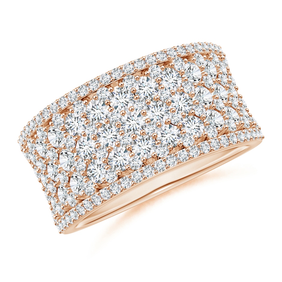 2.4mm GVS2 Multi-Row Diamond Concave Broad Anniversary Ring in Rose Gold 