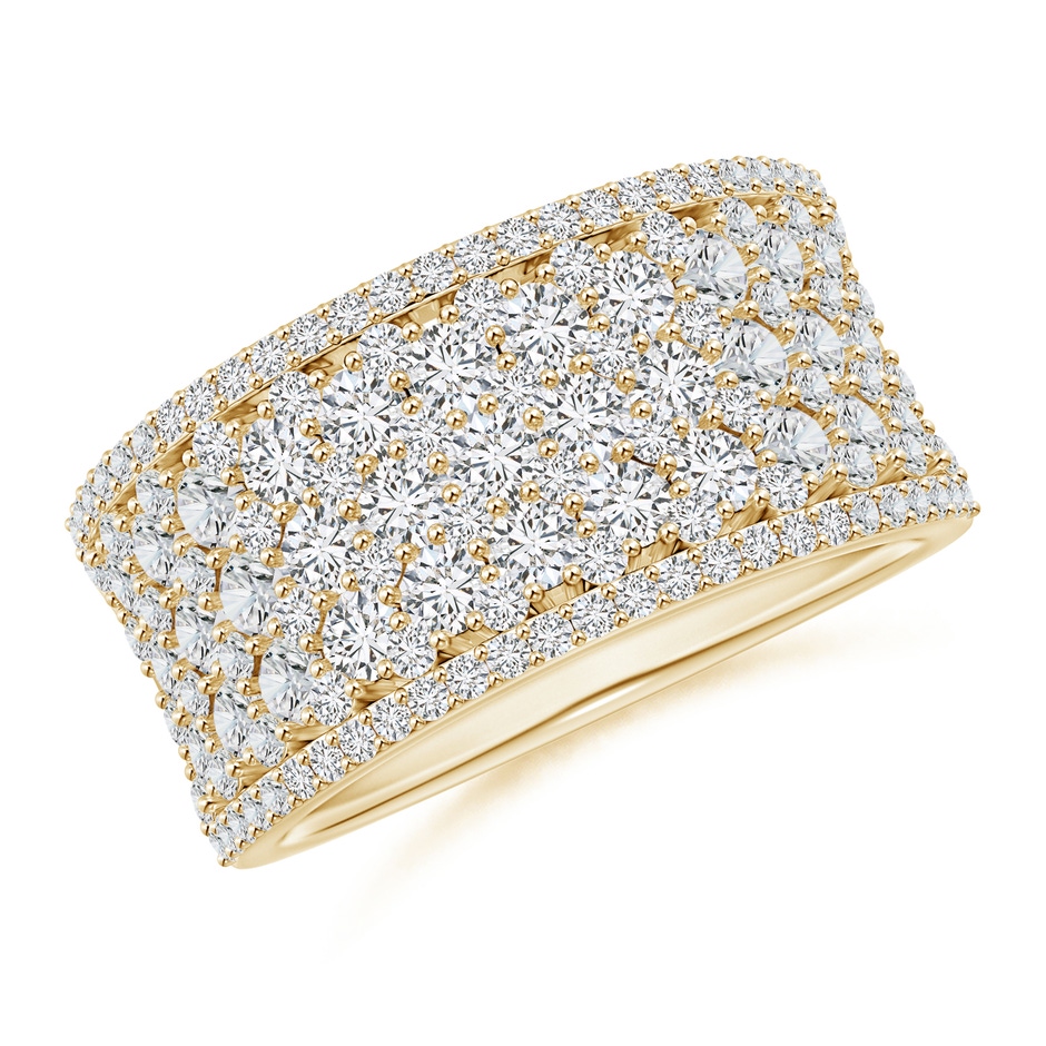 2.4mm HSI2 Multi-Row Diamond Concave Broad Anniversary Ring in Yellow Gold 