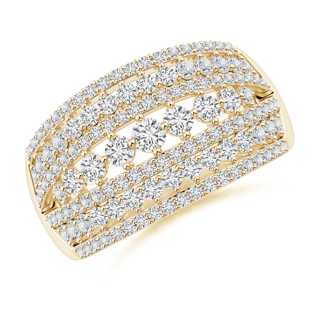 2.5mm HSI2 Multi-Row Graduated Diamond Broad Anniversary Ring in Yellow Gold