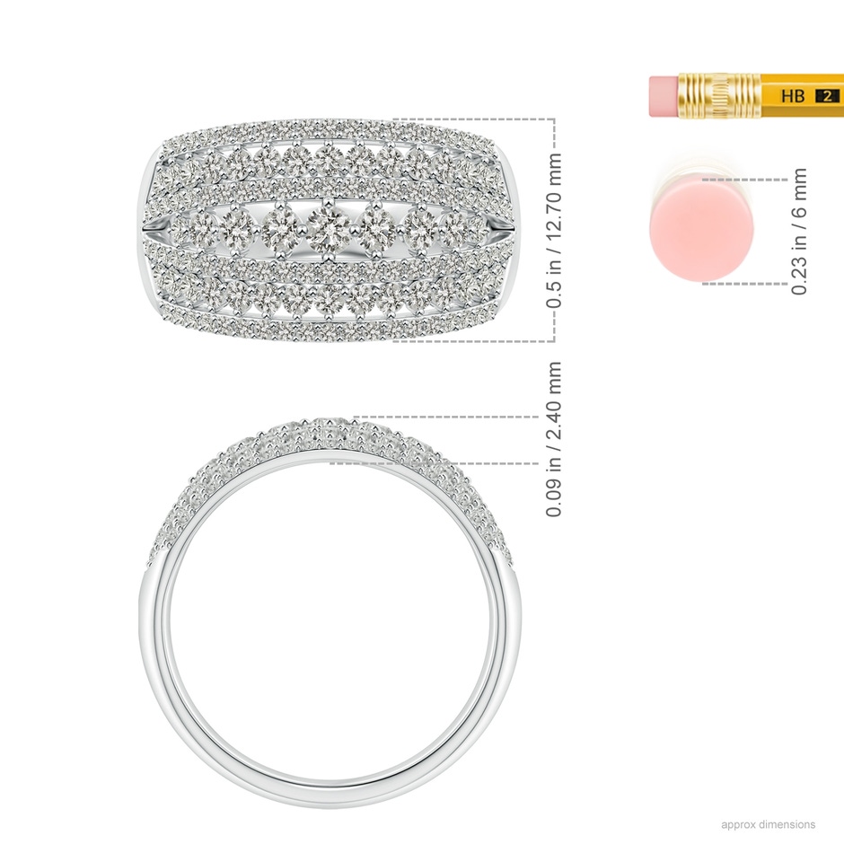 2.5mm KI3 Multi-Row Graduated Diamond Broad Anniversary Ring in P950 Platinum ruler
