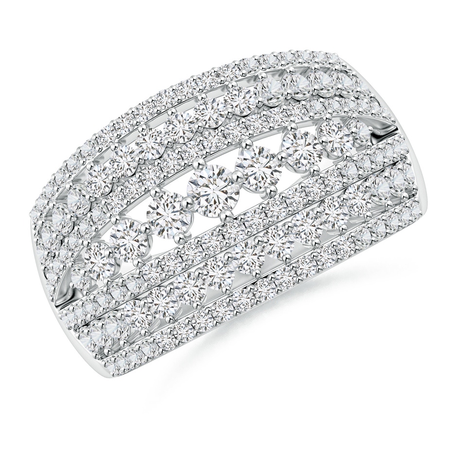 3mm HSI2 Multi-Row Graduated Diamond Broad Anniversary Ring in White Gold 