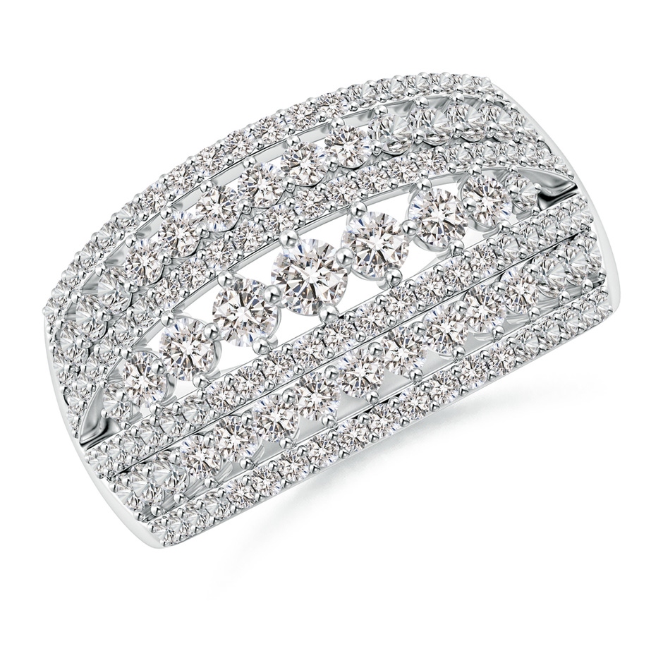 3mm IJI1I2 Multi-Row Graduated Diamond Broad Anniversary Ring in White Gold 