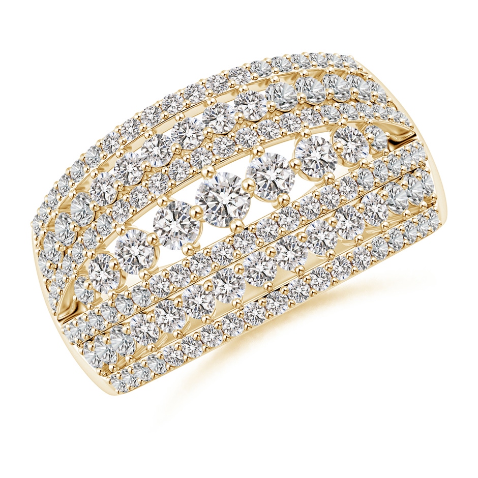 3mm IJI1I2 Multi-Row Graduated Diamond Broad Anniversary Ring in Yellow Gold 