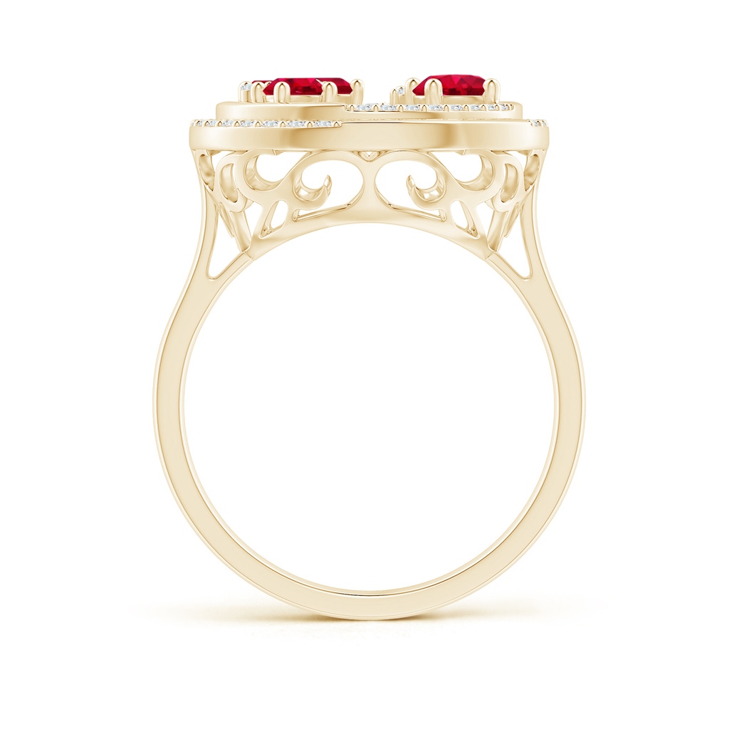 4mm AAA Dispersed Ruby and Diamond Cancer Cocktail Ring in Yellow Gold Side-1