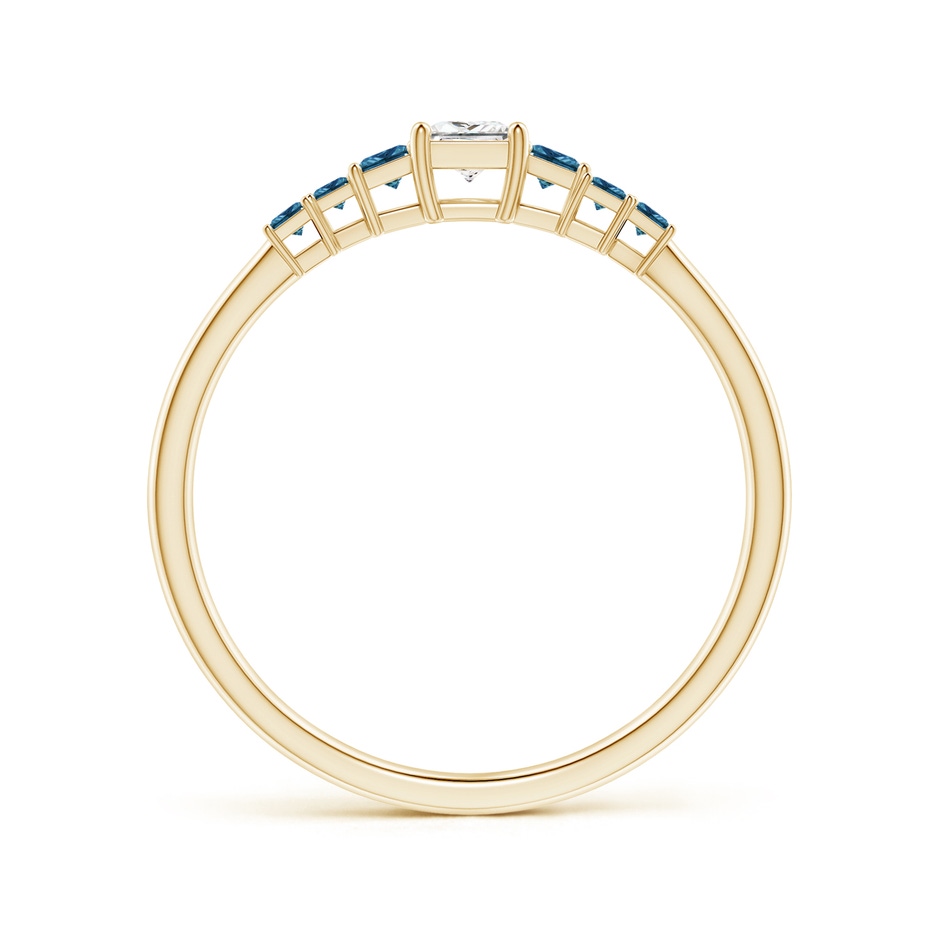 3.1mm GVS2 Princess-Cut White & Blue Diamond Aries Half Eternity Ring in Yellow Gold side-1